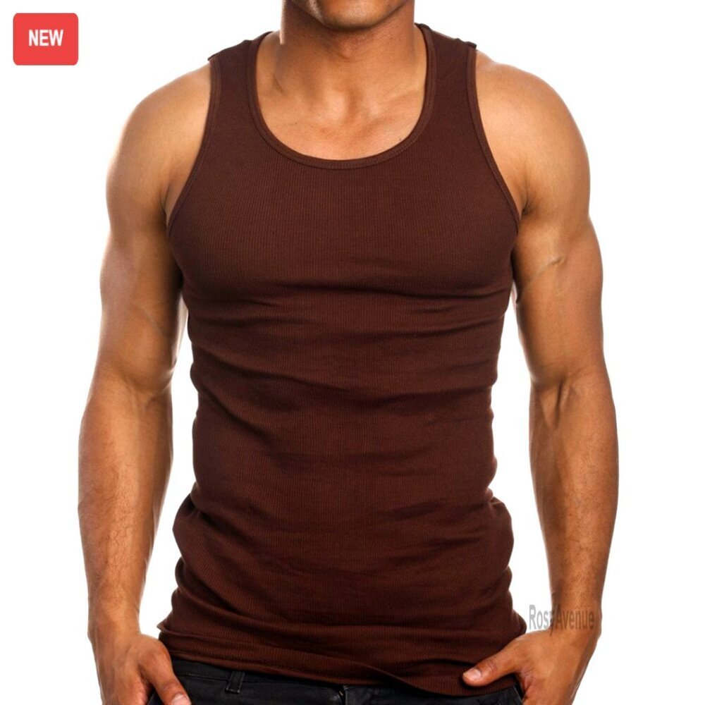 Men's Muscle Tank Top Slim Fit Workout Shirt Layering Undershirt